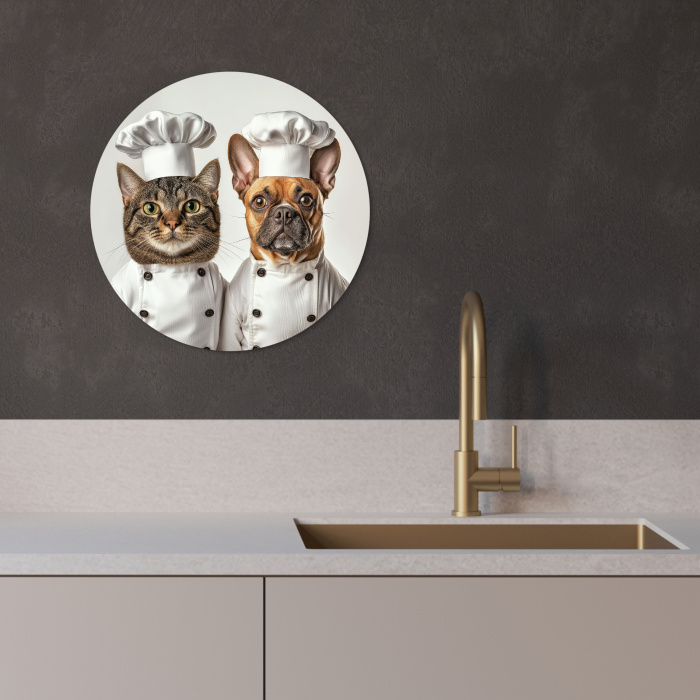 Kat - Hond - Kokskleding KitchenYeah - Keuken - Wandcirkel Forex klein -sfeer1