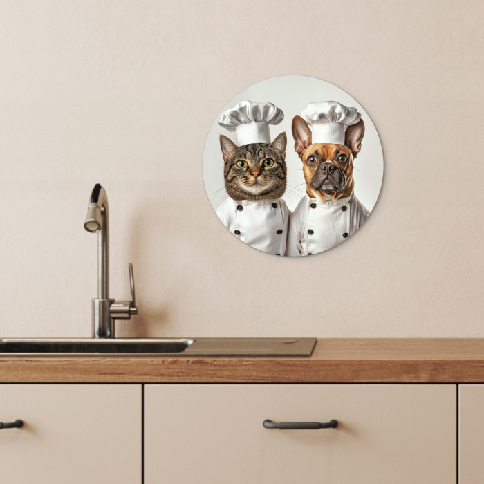 Kat - Hond - Kokskleding KitchenYeah - Keuken - Wandcirkel Forex klein -sfeer3