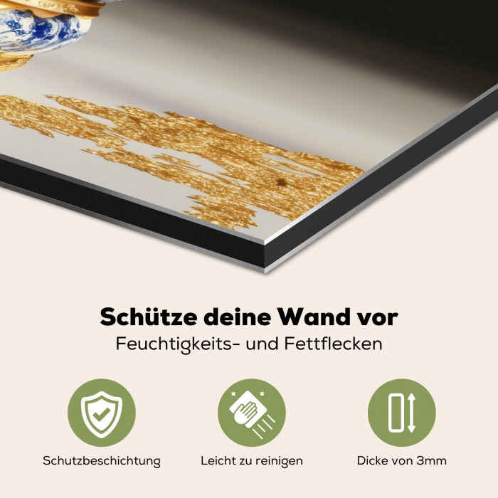 Delftsblauw - Goud - Burger Spatscherm Aluminium klein -zcloseup_DE