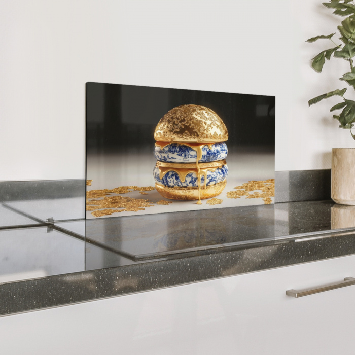 Delftsblauw - Goud - Burger Spatscherm Aluminium klein -zzproduct_nieuw