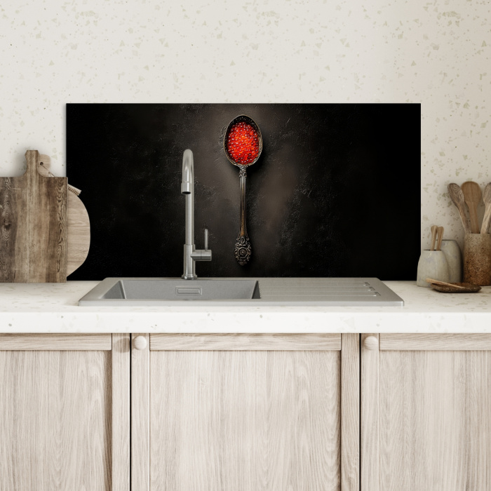 Zwart - Lepel - Caviar Spatscherm Aluminium klein -sfeer2