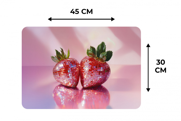 Disco - Fruit - Glitter - Strawberry Placemat vinyl groot -specs
