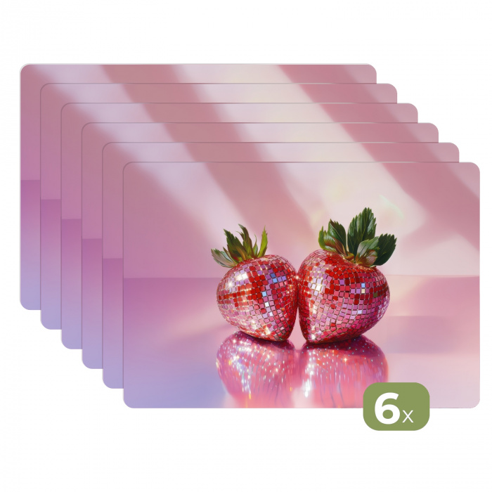 Disco - Fruit - Glitter - Strawberry Placemat vinyl groot -zzsfeer3_Kitchenyeah-website