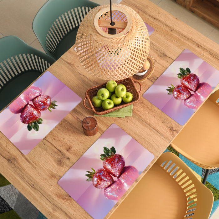 Disco - Fruit - Glitter - Strawberry Placemat vinyl groot -zzsfeer5_Kitchenyeah-website
