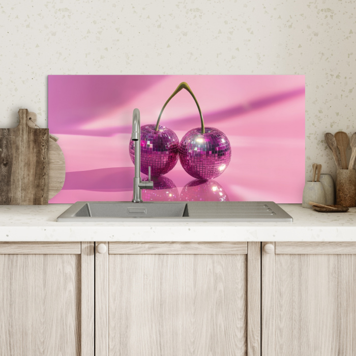 Glitter - Discobol - Roze - Kersen Spatscherm Aluminium klein -sfeer2