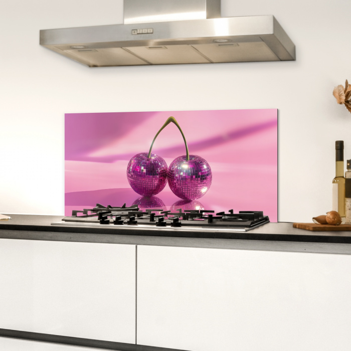 Glitter - Discobol - Roze - Kersen Spatscherm Aluminium klein -sfeer4