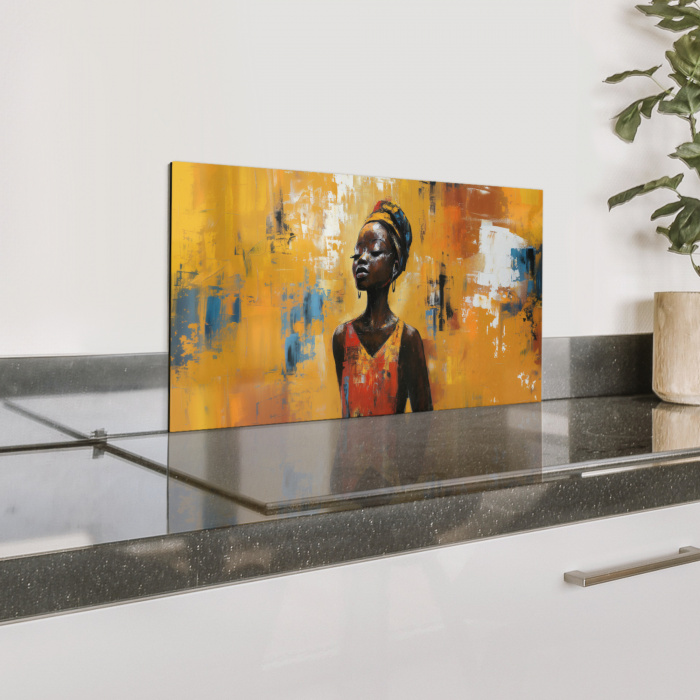 Vrouw - Ogen - Penseelstreken - Geel Spatscherm Aluminium klein -zzproduct_nieuw