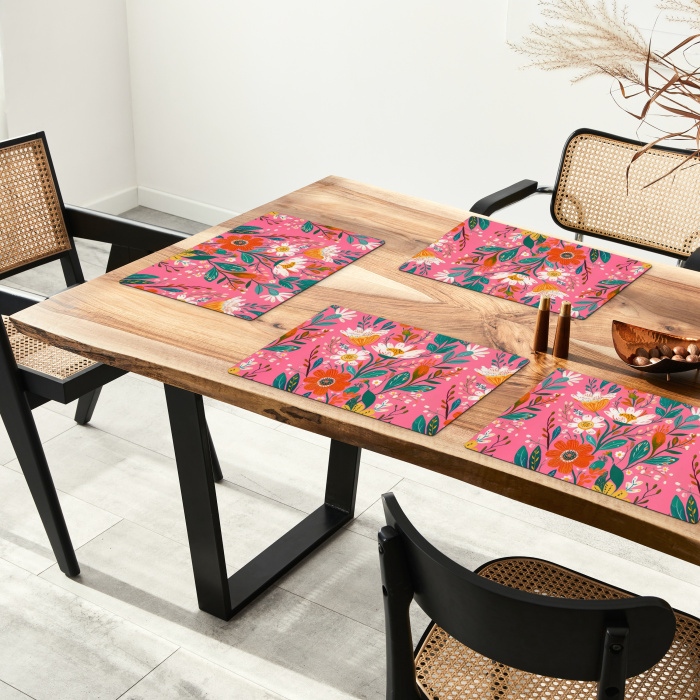 Roze - Bloemen - Wit - Oranje Placemat vinyl groot -zzsfeer4_Kitchenyeah-website