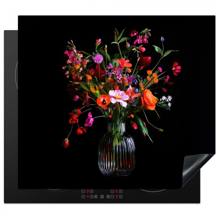 Boeket - Veldbloemen - Vaas Inductie beschermer vinyl 3mm middel -3d