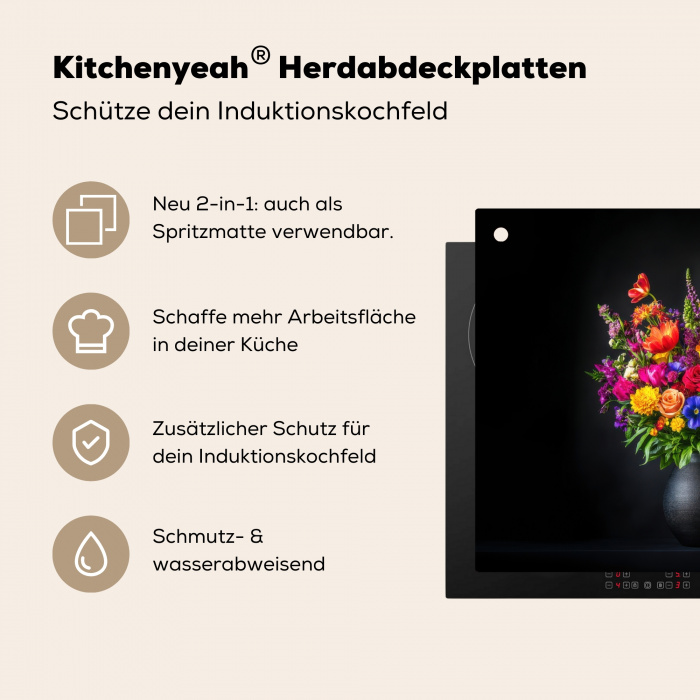 Felgekleurd - Bloemen - Vaas Inductie beschermer vinyl 3mm middel -zzzzzzusp-haakje_DE
