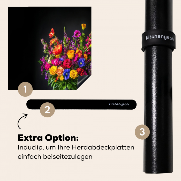 Felgekleurd - Bloemen - Vaas Inductie beschermer vinyl 3mm middel -zzzzzzz-induclip_DE