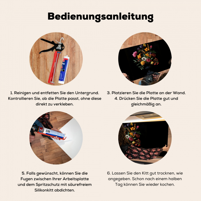 Sierlijk - Boeket - Bladeren Spatscherm Aluminium klein -zgebruik_DE