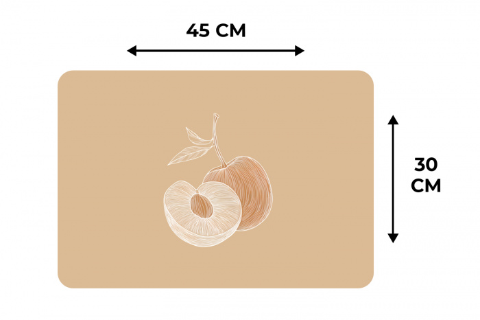 Perzik - Lijntekening - Pit - Beige Placemat vinyl groot -specs