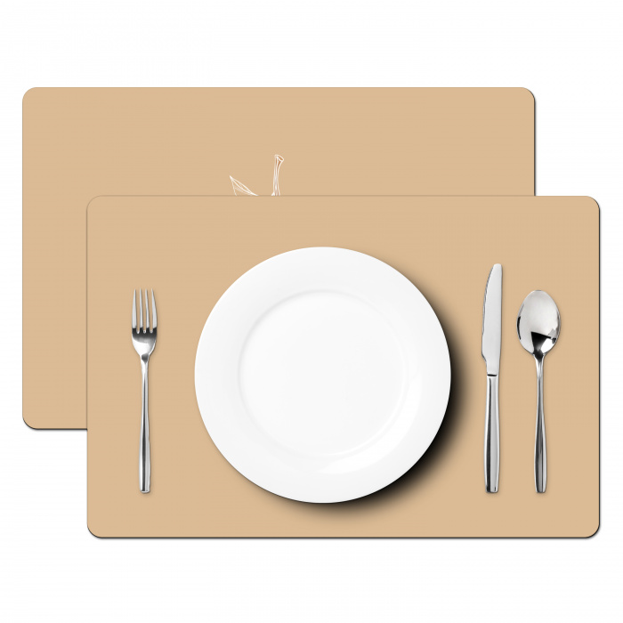 Perzik - Lijntekening - Pit - Beige Placemat vinyl groot -zzsfeer2_Kitchenyeah-website
