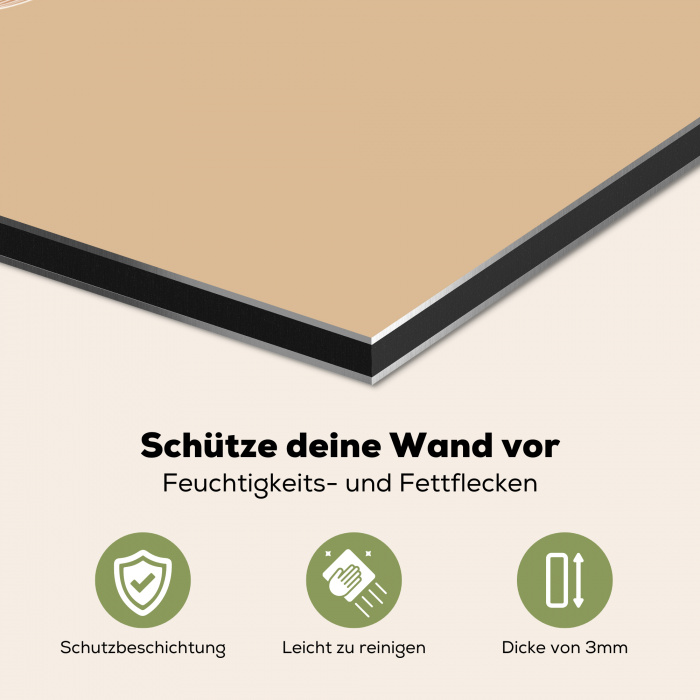 Perzik - Lijntekening - Pit - Beige Spatscherm Aluminium klein -zcloseup_DE