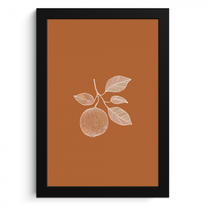 Sinaasappel - Getekend - Bladeren - Bruin KitchenYeah - Keuken - Fotolijst klein -3d