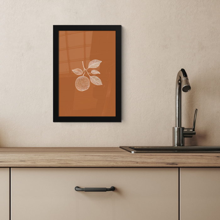 Sinaasappel - Getekend - Bladeren - Bruin KitchenYeah - Keuken - Fotolijst klein -sfeer2