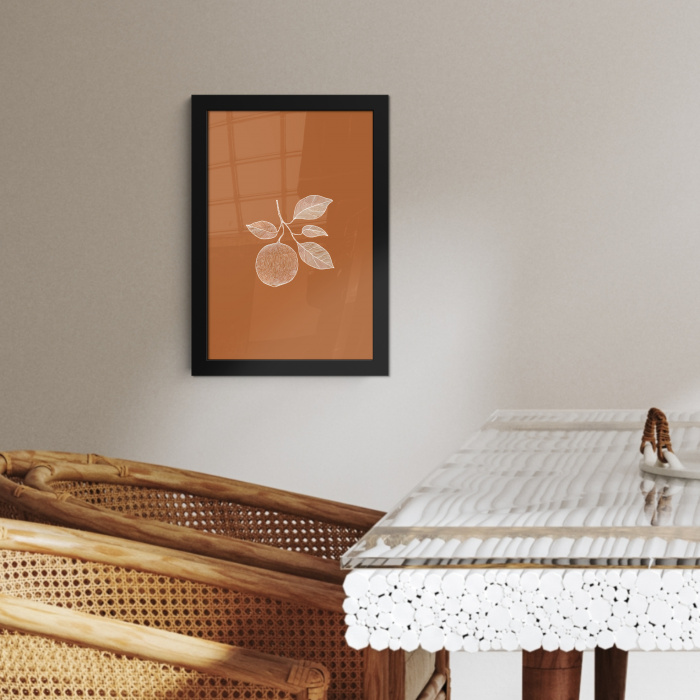 Sinaasappel - Getekend - Bladeren - Bruin KitchenYeah - Keuken - Fotolijst klein -sfeer3
