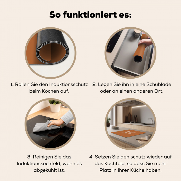 Sinaasappel - Getekend - Bladeren - Bruin Inductie beschermer vinyl 3mm middel -tsfeer9_DE