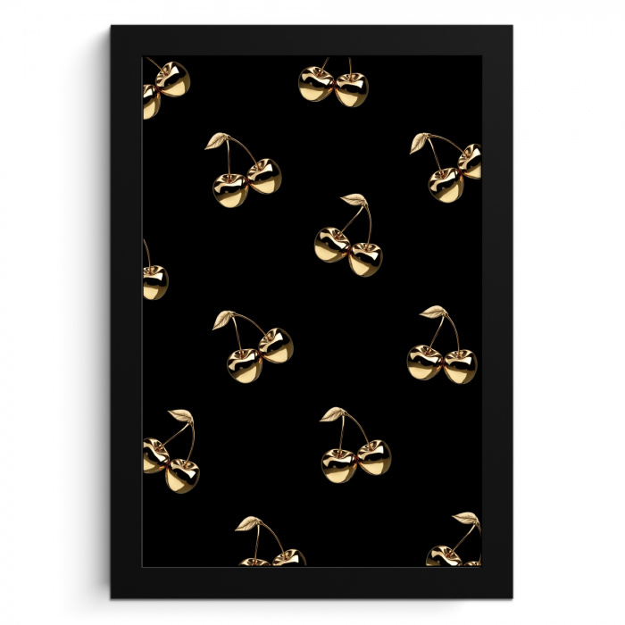 Patroon - Kersen - Goud - Chrome KitchenYeah - Keuken - Fotolijst klein -3d