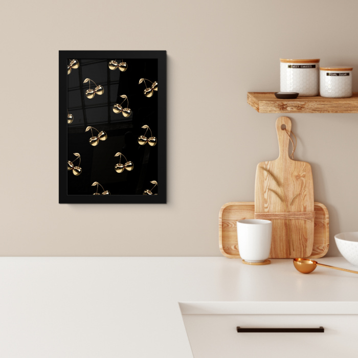 Patroon - Kersen - Goud - Chrome KitchenYeah - Keuken - Fotolijst klein -sfeer1