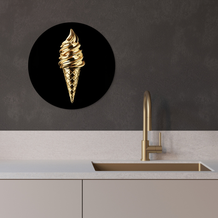 Ijs - Goud - Zwart - Eten KitchenYeah - Keuken - Wandcirkel Forex klein -sfeer1