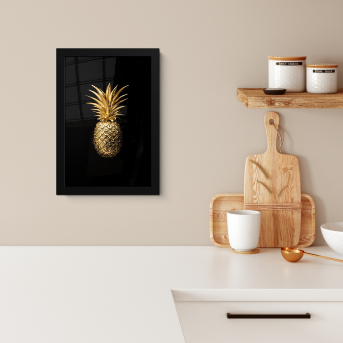 Ananas - Zwart - Goud - Luxe KitchenYeah - Keuken - Fotolijst klein -sfeer1