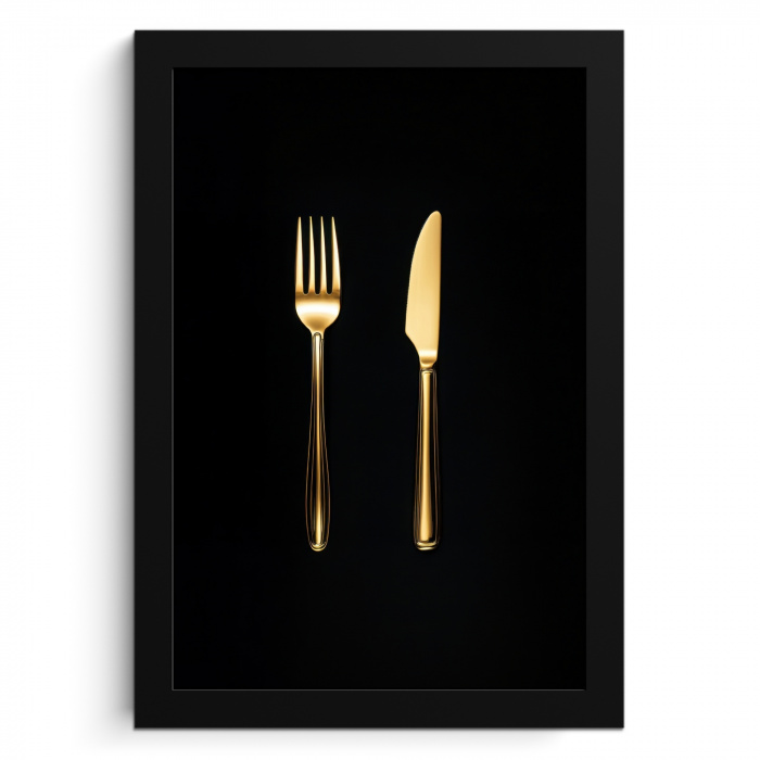 Bestek - Goud - Mes - Vork KitchenYeah - Keuken - Fotolijst klein -3d