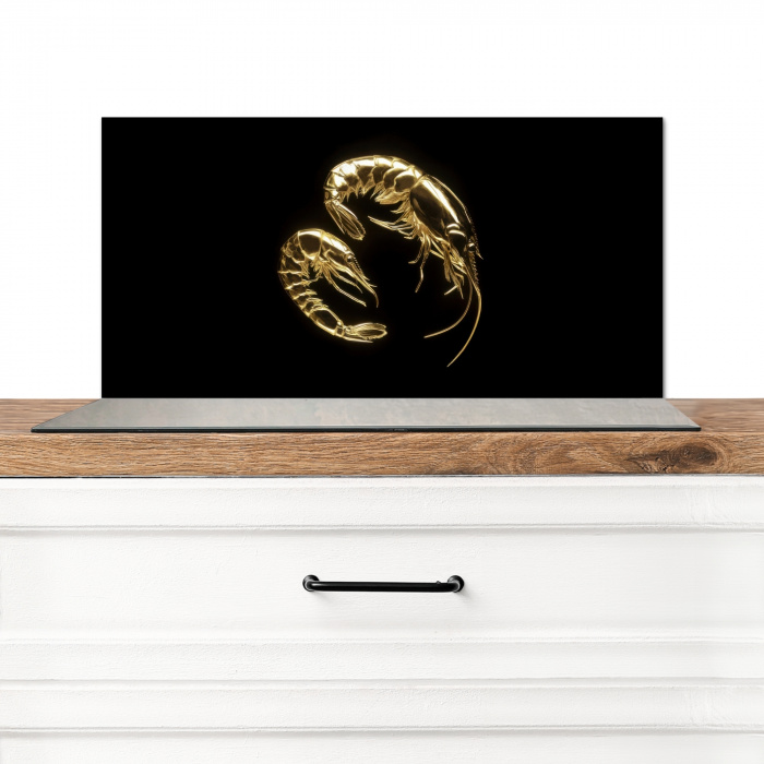 Garnalen - Zwart - Goud - Dieren Spatscherm Aluminium klein -3d_zonderpan