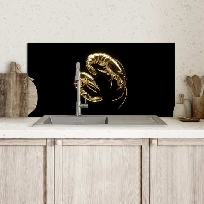 Garnalen - Zwart - Goud - Dieren Spatscherm Aluminium klein -sfeer2