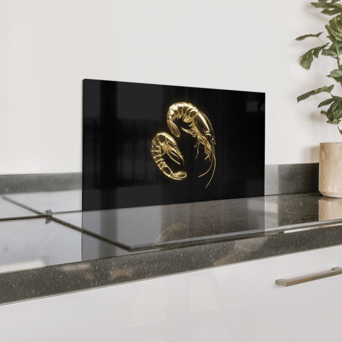 Garnalen - Zwart - Goud - Dieren Spatscherm Aluminium klein -zzproduct_nieuw