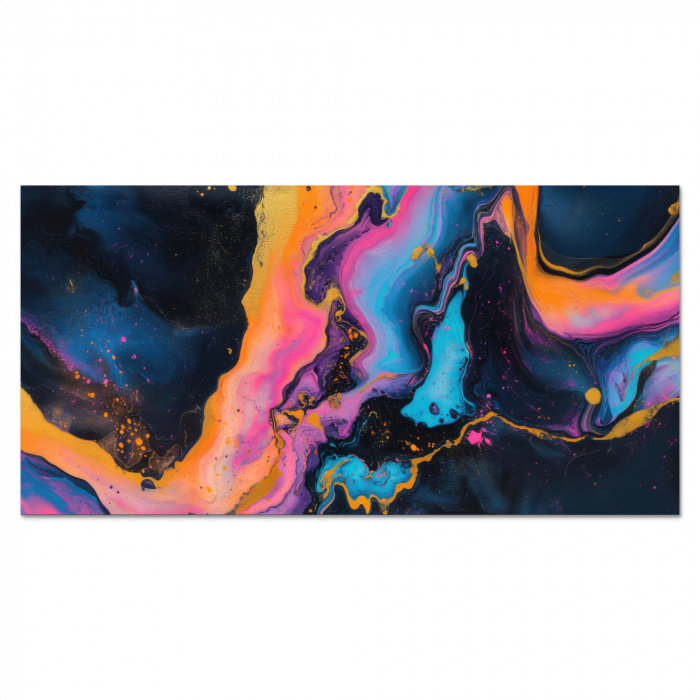 Modern - Marmer - Oranje Spatscherm Aluminium klein -3d_volledig
