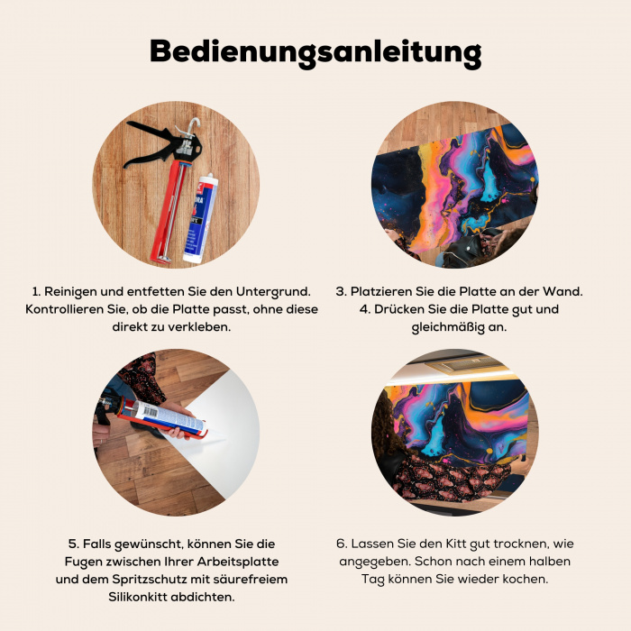 Modern - Marmer - Oranje Spatscherm Aluminium klein -zgebruik_DE