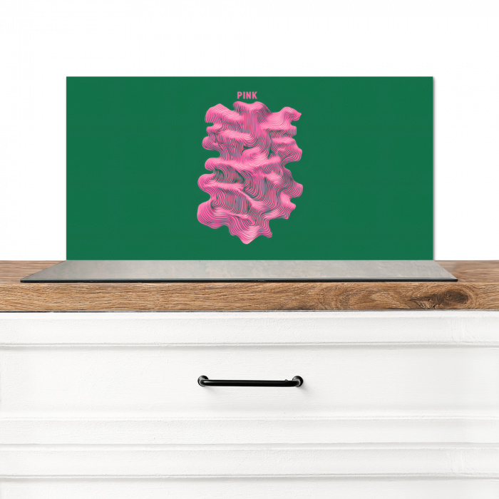 Abstract - Pink - Lijnen - Groen Spatscherm Aluminium klein -3d_zonderpan