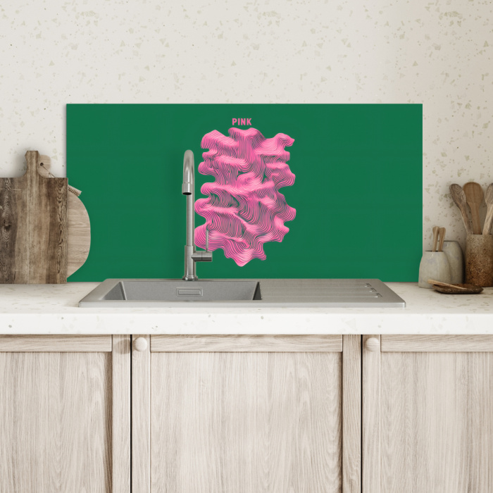 Abstract - Pink - Lijnen - Groen Spatscherm Aluminium klein -sfeer2