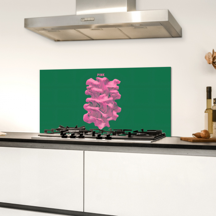 Abstract - Pink - Lijnen - Groen Spatscherm Aluminium klein -sfeer4