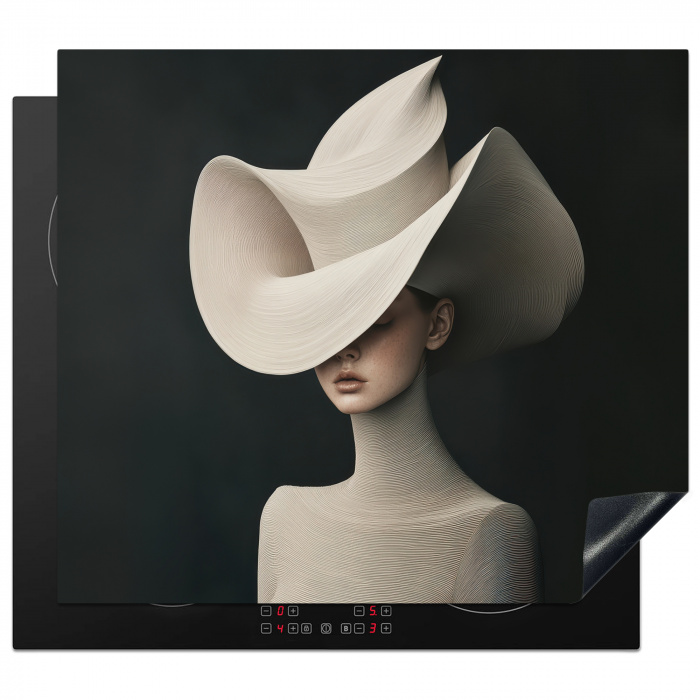 Vrouw - Golvende - Hoed Inductie beschermer vinyl 3mm middel -3d