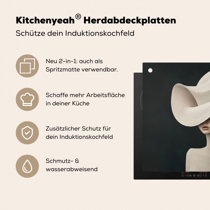 Vrouw - Golvende - Hoed Inductie beschermer vinyl 3mm middel -zzzzzzusp-haakje_DE