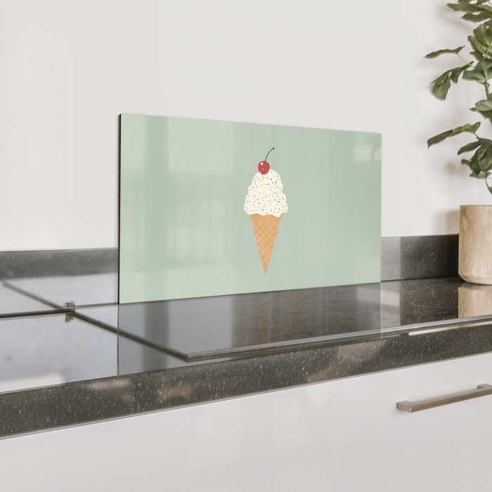 Illustratie - Ijsje - Spikkels - Kers Spatscherm Aluminium klein -zzproduct_nieuw