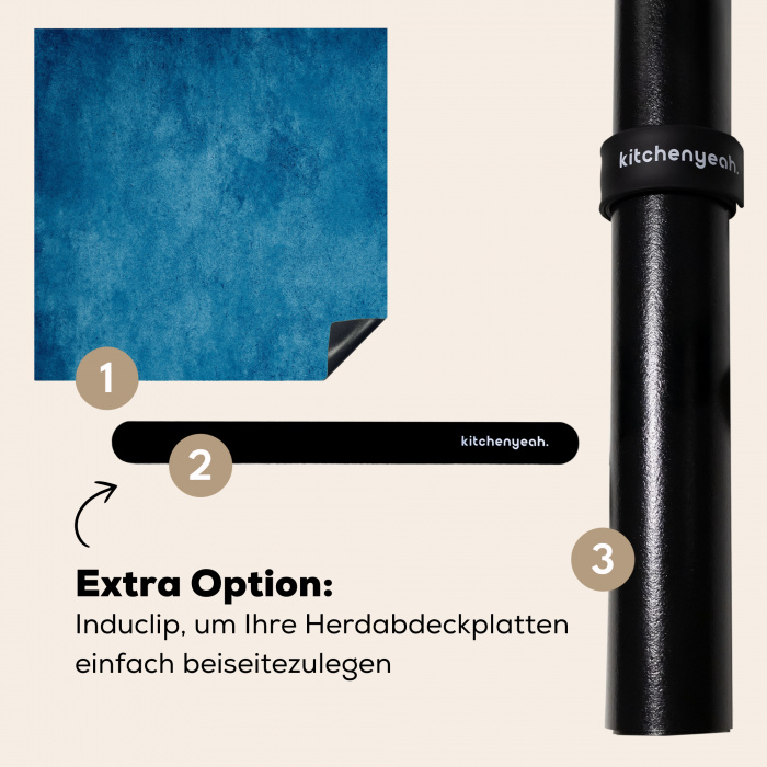 Blauwe Betonmystiek Inductie beschermer vinyl 3mm klein -zzzzzzz-induclip_DE