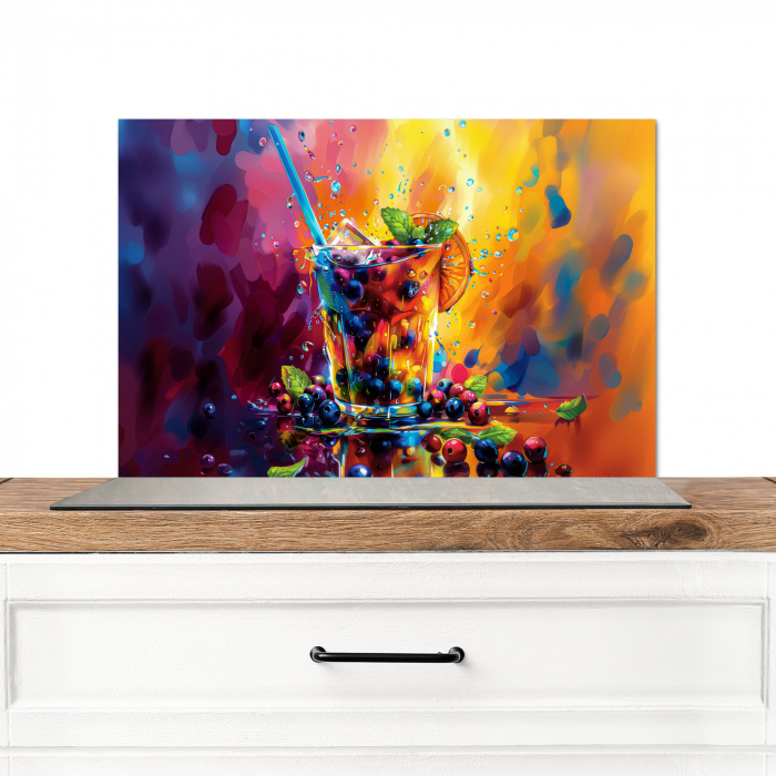 Explosie van Fruit en Kleur Spatscherm Aluminium klein -3d_zonderpan