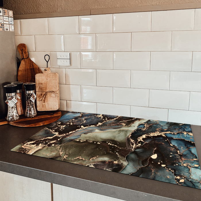 Geologisch Marmeren Wonder Inductie beschermer vinyl 3mm klein -sfeer3
