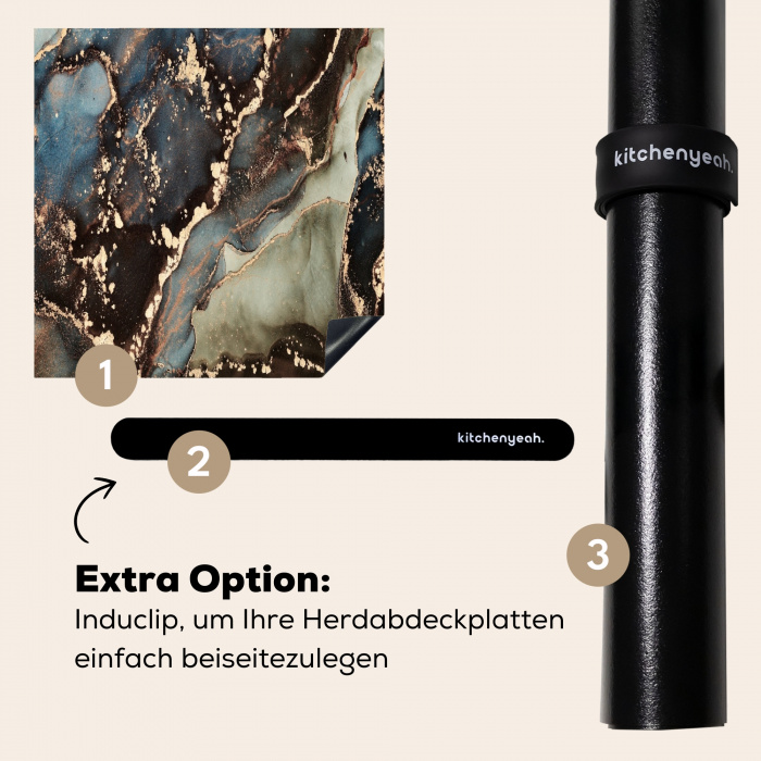 Geologisch Marmeren Wonder Inductie beschermer vinyl 3mm klein -zzzzzzz-induclip_DE
