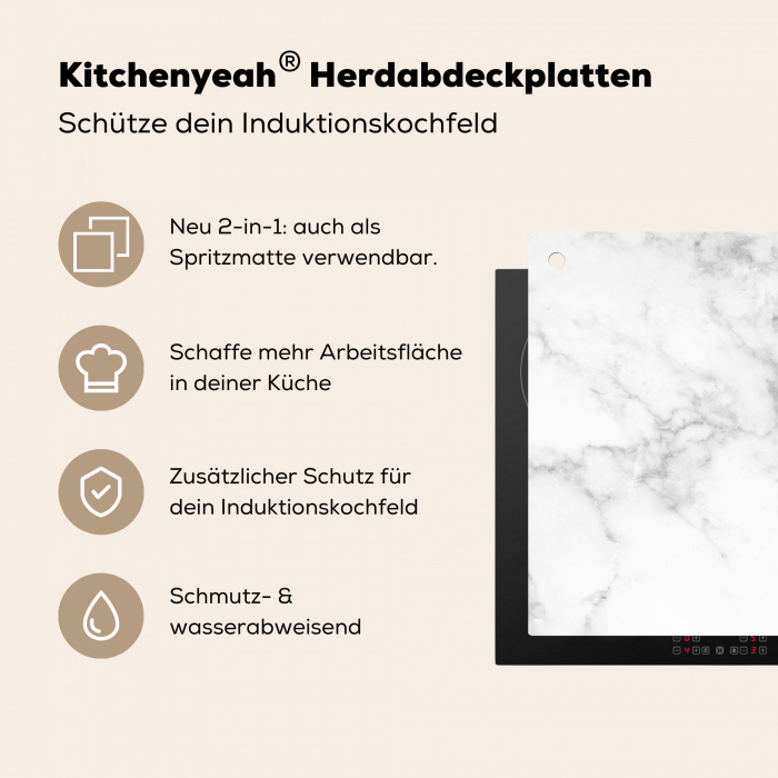 Elegantie van Wit Marmer Inductie beschermer vinyl 3mm middel -zzzzzzusp-haakje_DE