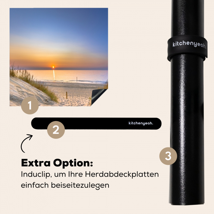 Zachte Zonsopkomst over Duinlandschap Inductie beschermer vinyl 3mm klein -zzzzzzz-induclip_DE