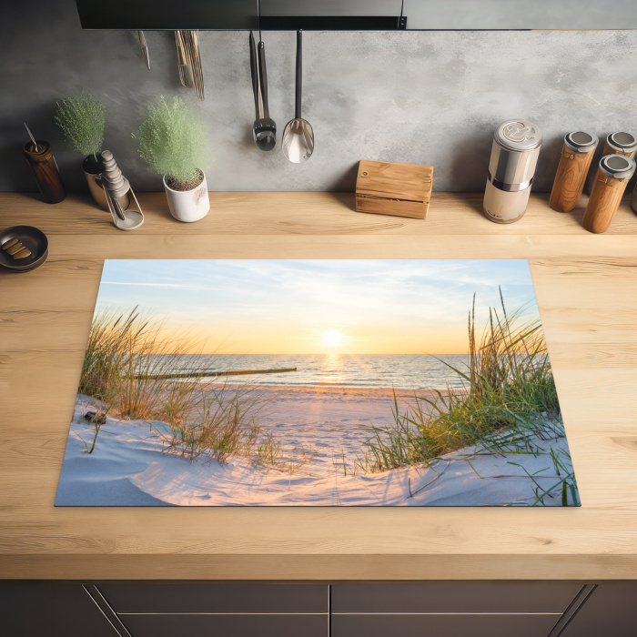 Strandzonsondergang met Helmgras Inductie beschermer vinyl 3mm klein -sfeer5