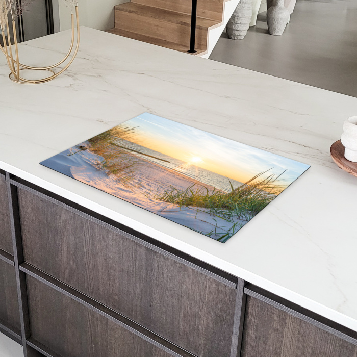 Strandzonsondergang met Helmgras Inductie beschermer vinyl 3mm klein -sfeer8
