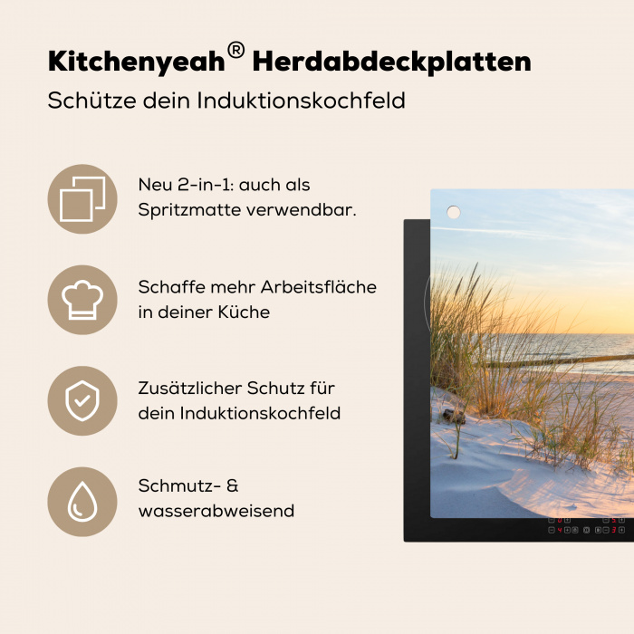 Strandzonsondergang met Helmgras Inductie beschermer vinyl 3mm klein -zzzzzzusp-haakje_DE