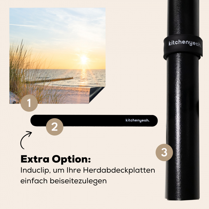 Strandzonsondergang met Helmgras Inductie beschermer vinyl 3mm klein -zzzzzzz-induclip_DE