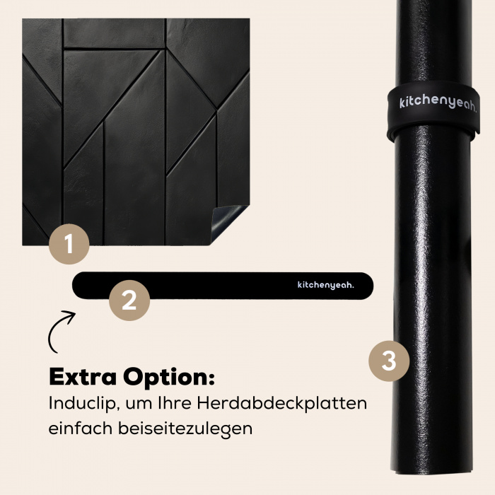 Zwart - Geometrisch - Tegeltjes Inductie beschermer vinyl 3mm middel -zzzzzzz-induclip_DE
